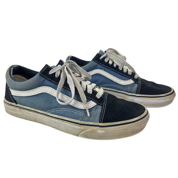 Vans | Dual Blue Old Skool Lace Up Shoes-Unisex | Size M-7 W-8.5 - Picture 2 of 6